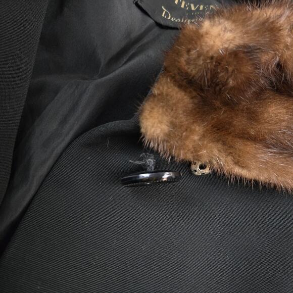 Vintage Womens Chas A Stevens Pea Coat Overcoat Size Medium Mink 3/4 Sleeve - Picture 11 of 12